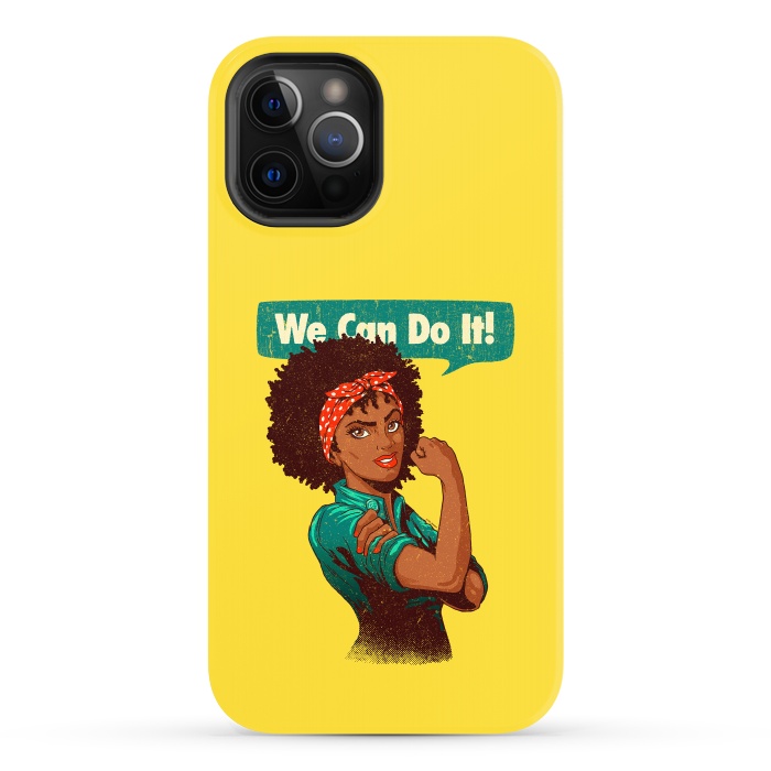 iPhone 12 Pro Max StrongFit We Can Do It! Black Girl Black Queen Shirt V2 by Vó Maria