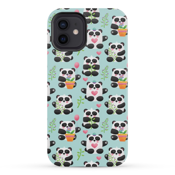 iPhone 12 mini StrongFit Chubby Playful Pandas by Noonday Design