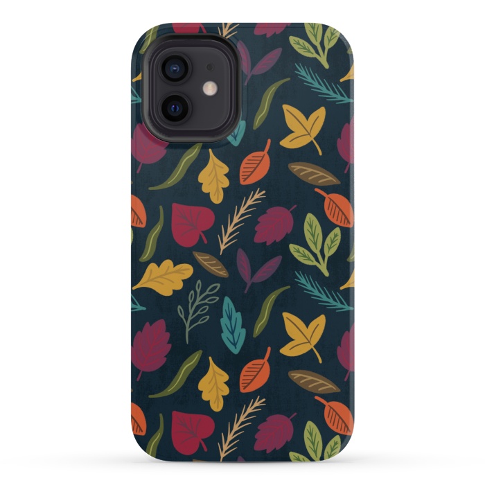 iPhone 12 mini StrongFit Bold and Colorful Fall Leaves by Noonday Design