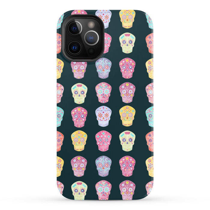 iPhone 12 Pro StrongFit Day of the Dead Mexican Sugar Skulls by Nic Squirrell