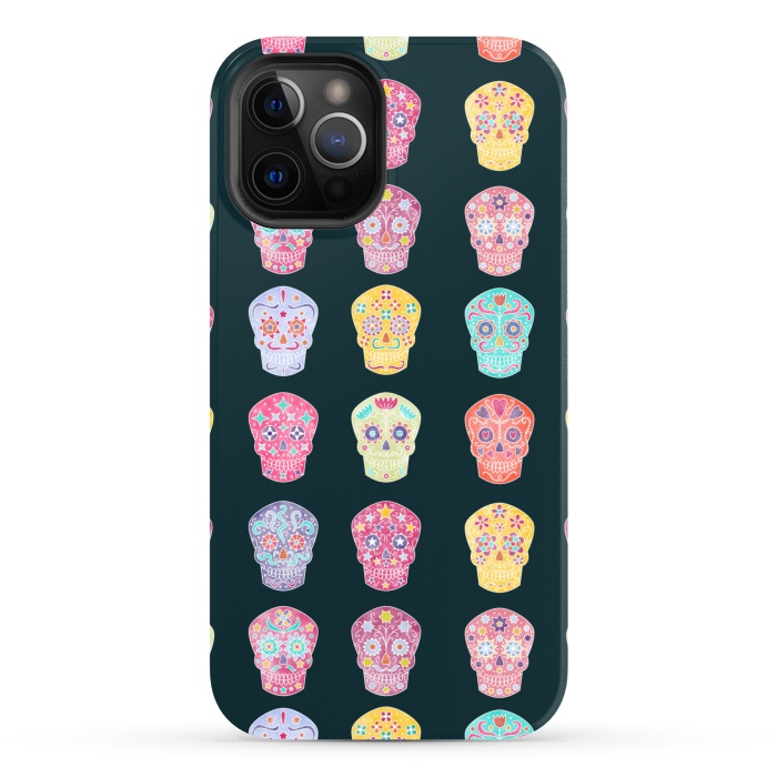 iPhone 12 Pro Max StrongFit Day of the Dead Mexican Sugar Skulls by Nic Squirrell