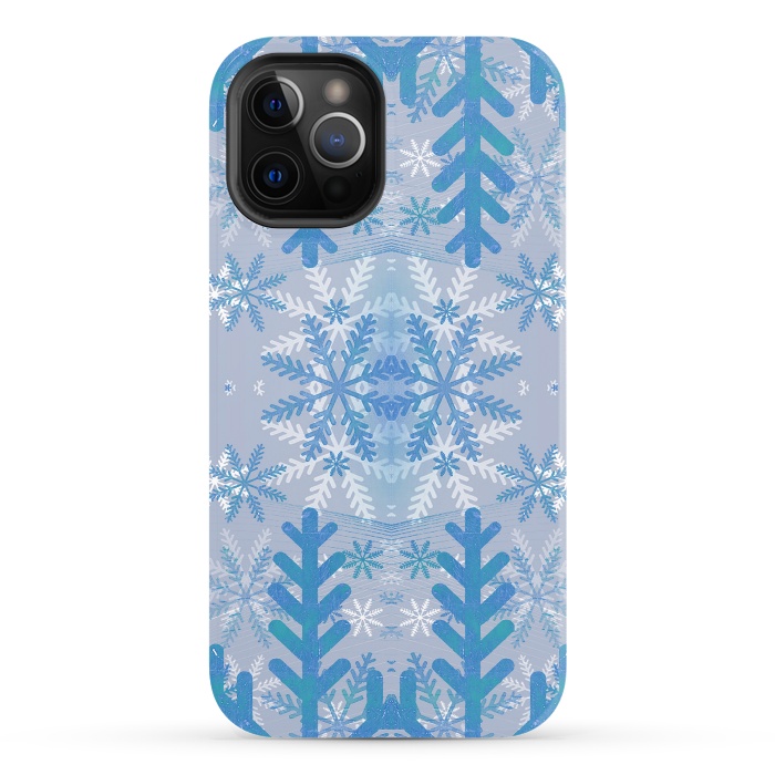 iPhone 12 Pro StrongFit Baby blue snowflakes Christmas pattern by Oana 