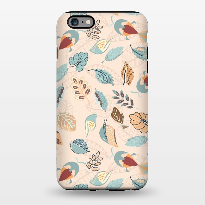 iPhone 6/6s plus StrongFit Cute parrots in a fun tossed pattern with funky leaves in blue and red by Paula Ohreen