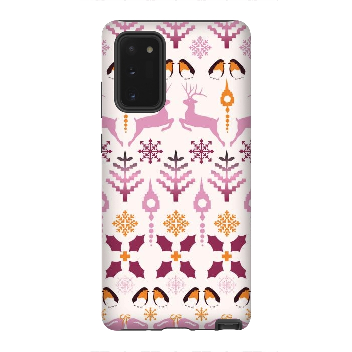 Galaxy Note 20 StrongFit Fair Isle Christmas in pink and orange by Paula Ohreen