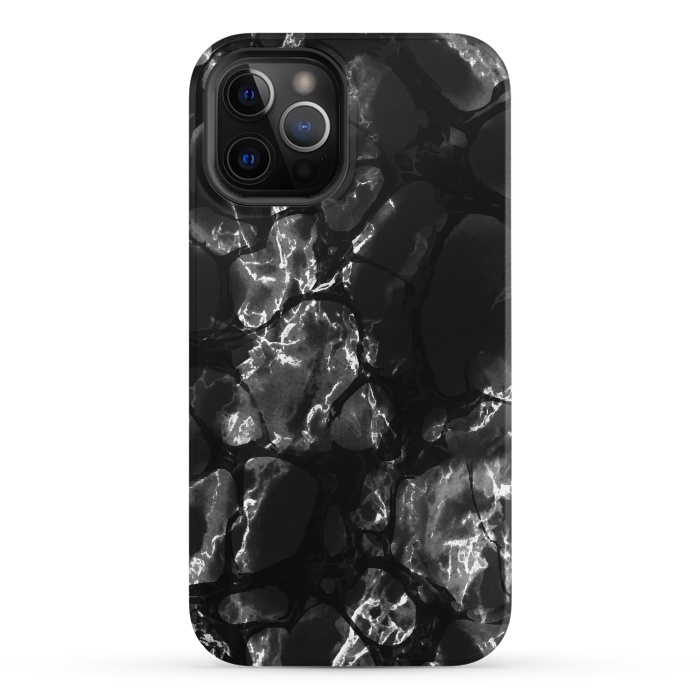 iPhone 12 Pro StrongFit Black marble surface by Oana 