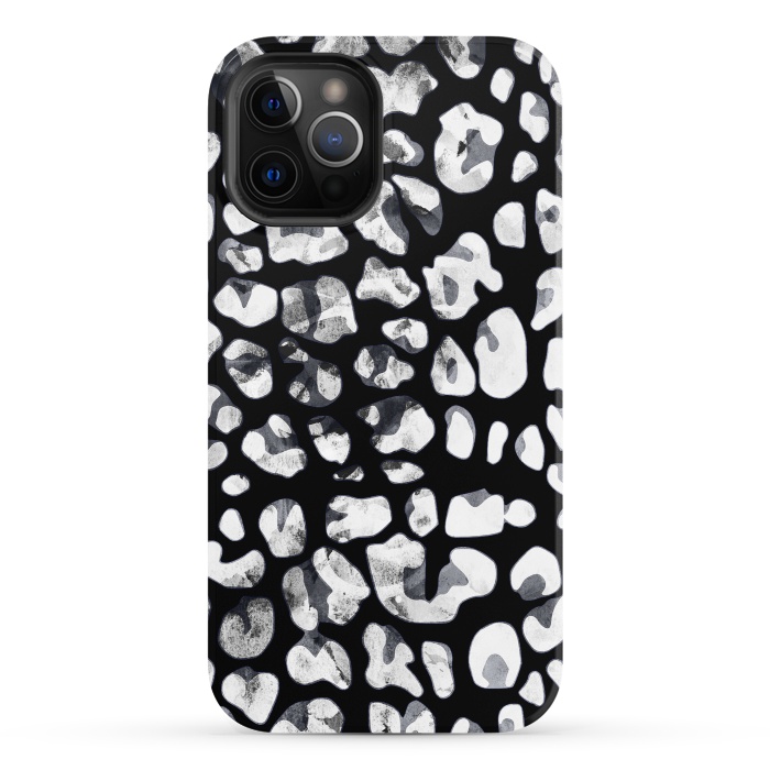 iPhone 12 Pro StrongFit Black and white animal print leopard spots by Oana 