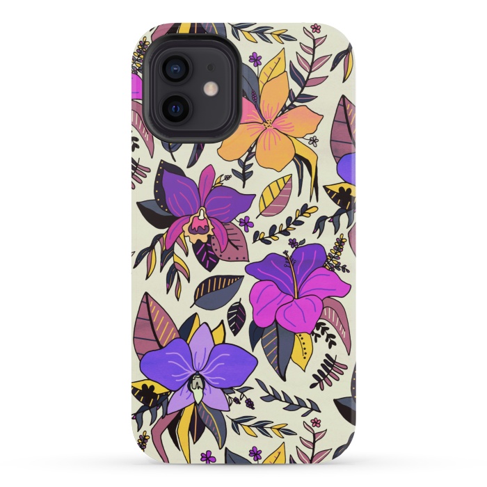 iPhone 12 mini StrongFit Sunset Tropical Floral by Tigatiga