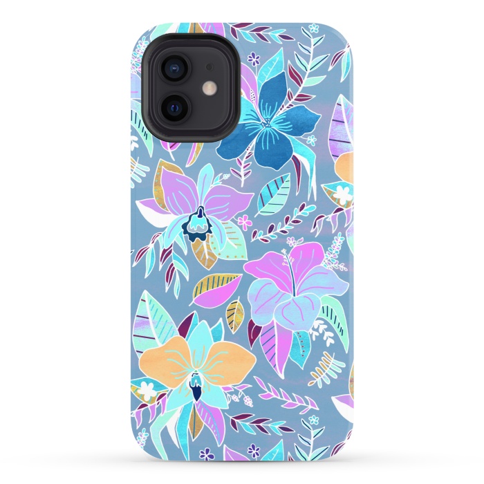 iPhone 12 StrongFit Pastel Tropical Floral by Tigatiga