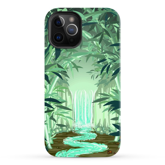 iPhone 12 Pro StrongFit Fluorescent Waterfall on Surreal Bamboo Forest  by BluedarkArt