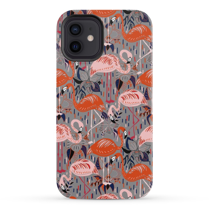 iPhone 12 mini StrongFit Flamingos  by Tigatiga