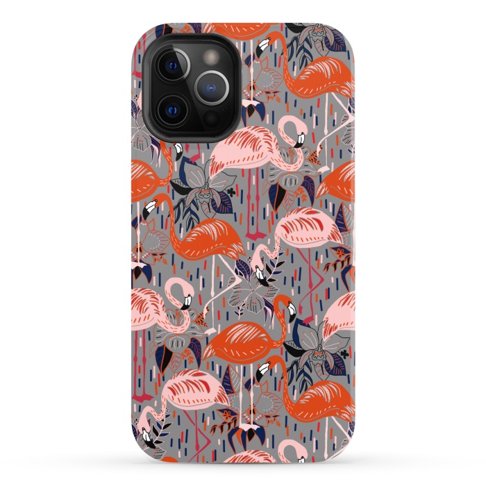 iPhone 12 Pro StrongFit Flamingos  by Tigatiga