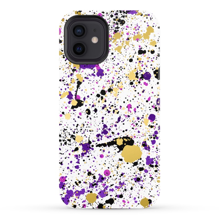 iPhone 12 StrongFit Colorful Paint Splatter by Art Design Works