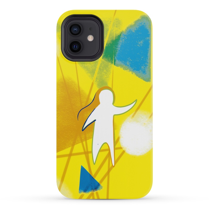 iPhone 12 mini StrongFit Yellow Geometric by Eva Fandiño