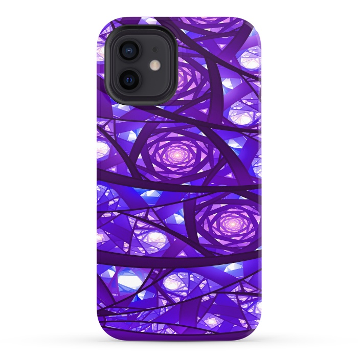 iPhone 12 StrongFit Purple Fractal Pattern by Art Design Works