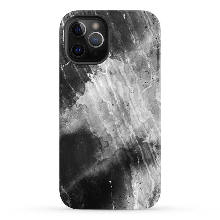 iPhone 12 Pro StrongFit Black gray faded marble painting by Oana 