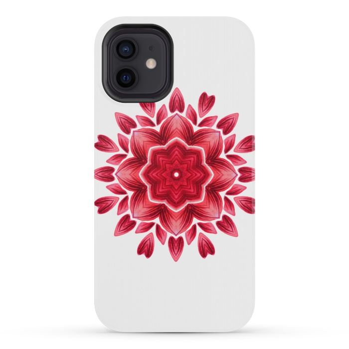iPhone 12 mini StrongFit Abstract Watercolor Rose Petal Floral Mandala by Boriana Giormova