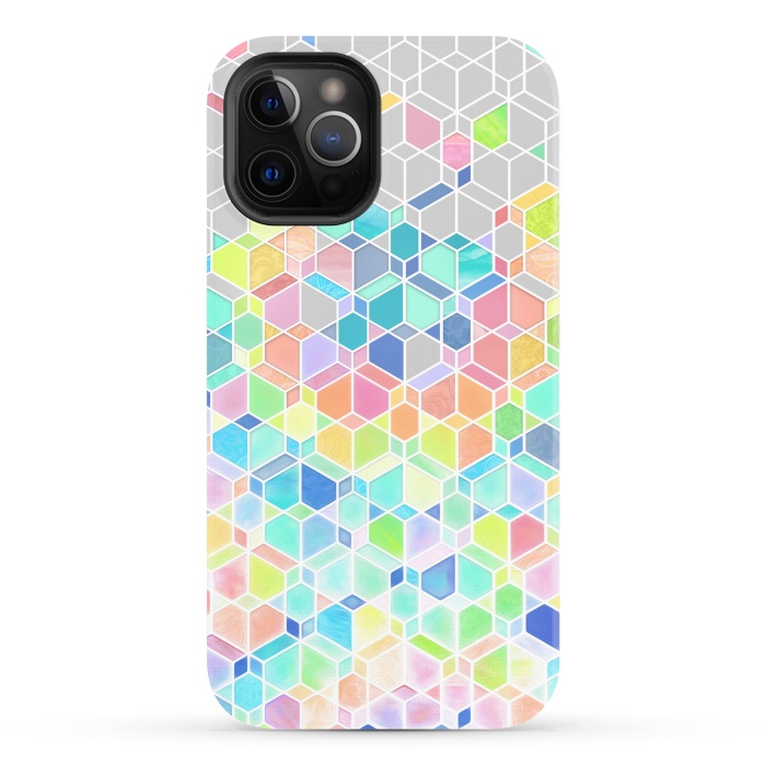 iPhone 12 Pro StrongFit Rainbow Cubes and Diamonds by Micklyn Le Feuvre
