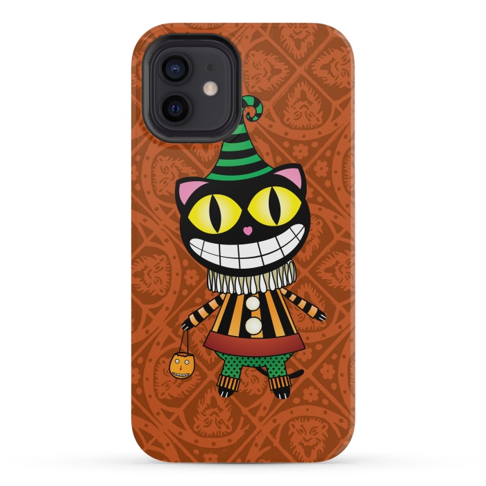 iPhone 12 mini StrongFit Cassiues Harlequin Cat by Mangulica