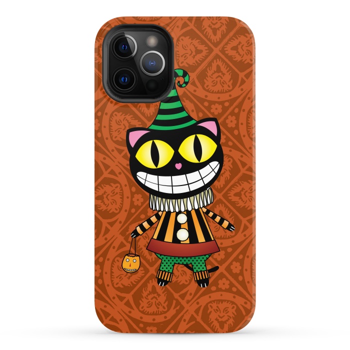 iPhone 12 Pro StrongFit Cassiues Harlequin Cat by Mangulica