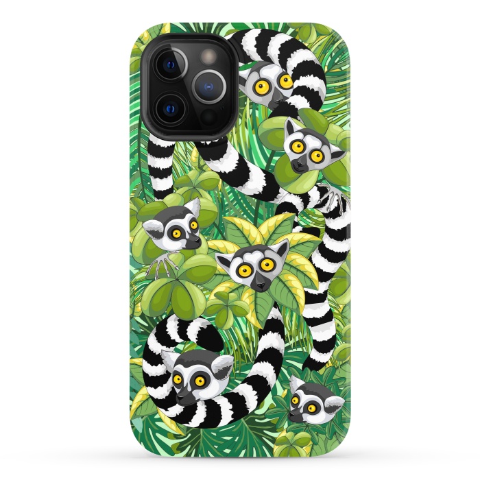 iPhone 12 Pro StrongFit Lemurs of Madagascar on Rainforest  by BluedarkArt