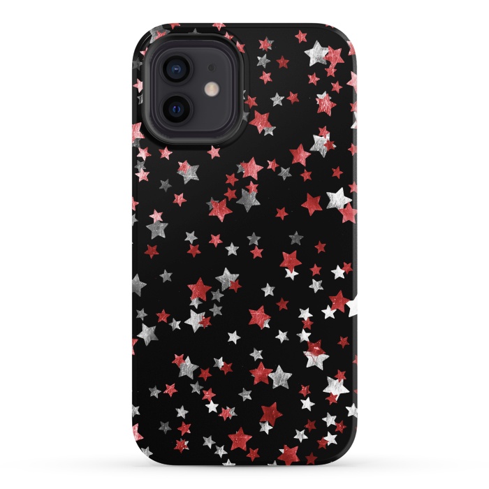 iPhone 12 StrongFit Rust copper and silver party stars by Oana 