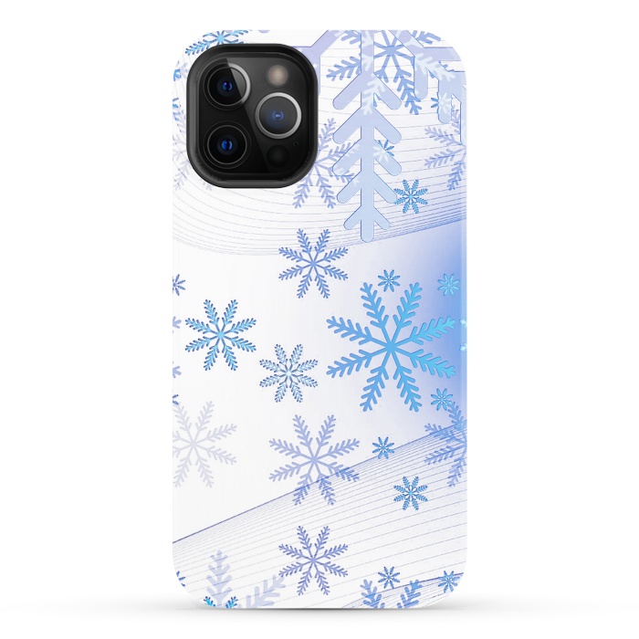 iPhone 12 Pro StrongFit Blue icy snowflakes - Christmas illustration by Oana 