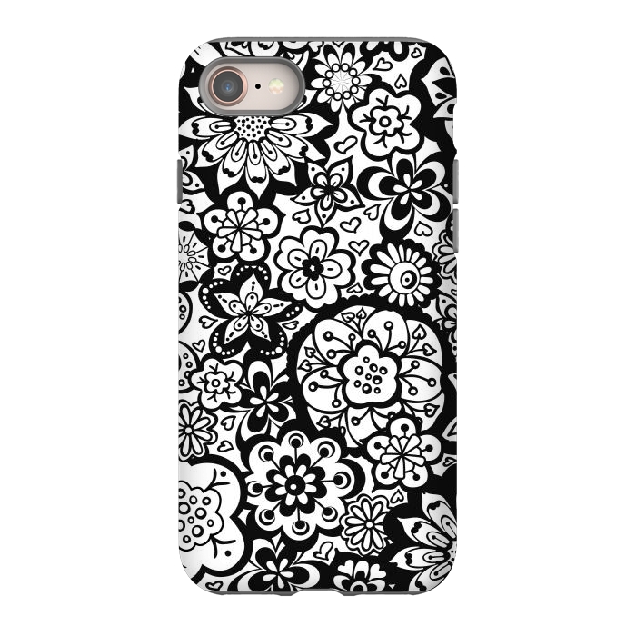 iPhone 8 StrongFit Beautiful Bouquet of Blooms-Black and White by Paula Ohreen