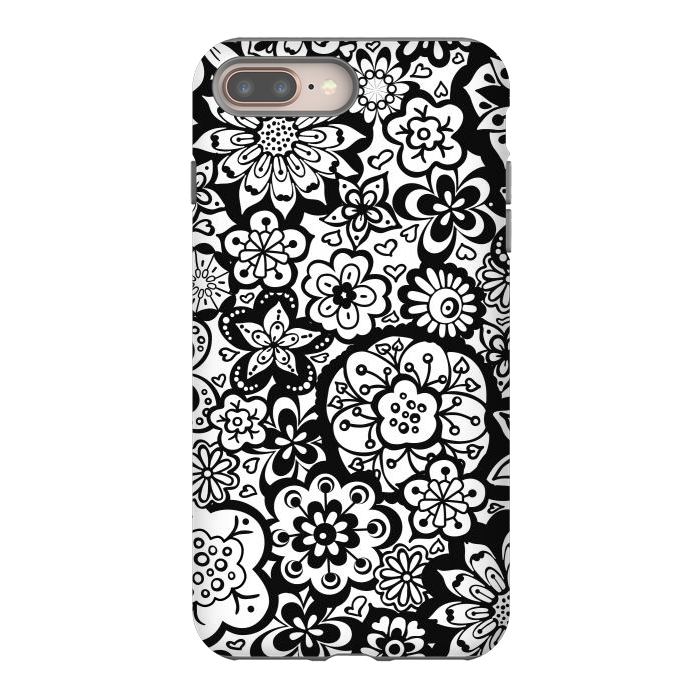 iPhone 8 plus StrongFit Beautiful Bouquet of Blooms-Black and White by Paula Ohreen