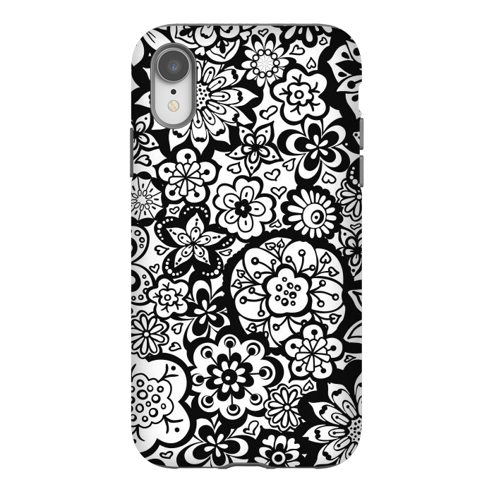 iPhone Xr StrongFit Beautiful Bouquet of Blooms-Black and White by Paula Ohreen