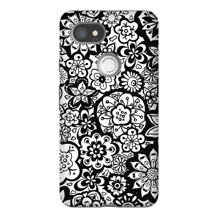 Pixel 2XL StrongFit Beautiful Bouquet of Blooms-Black and White by Paula Ohreen
