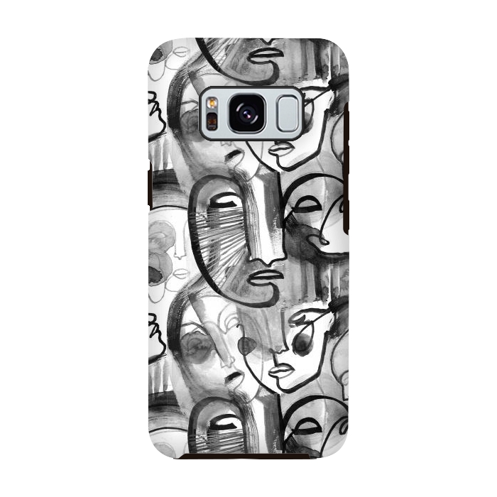 Galaxy S8 StrongFit Tribal ink line art portaits by Oana 