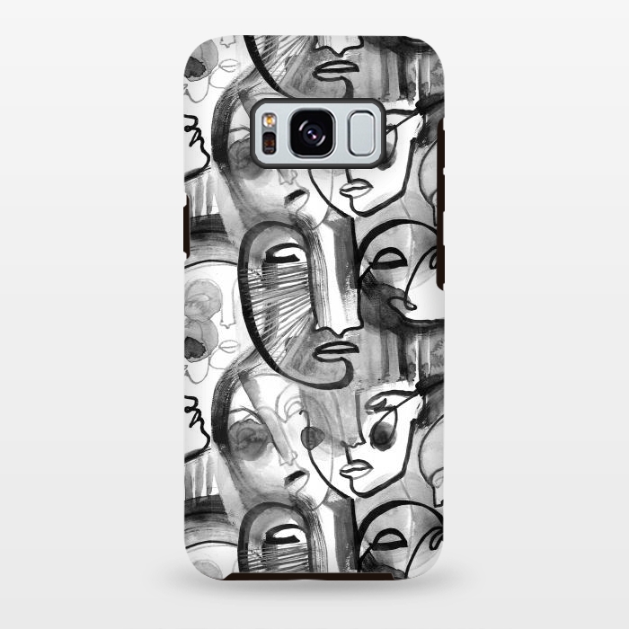 Galaxy S8 plus StrongFit Tribal ink line art portaits by Oana 
