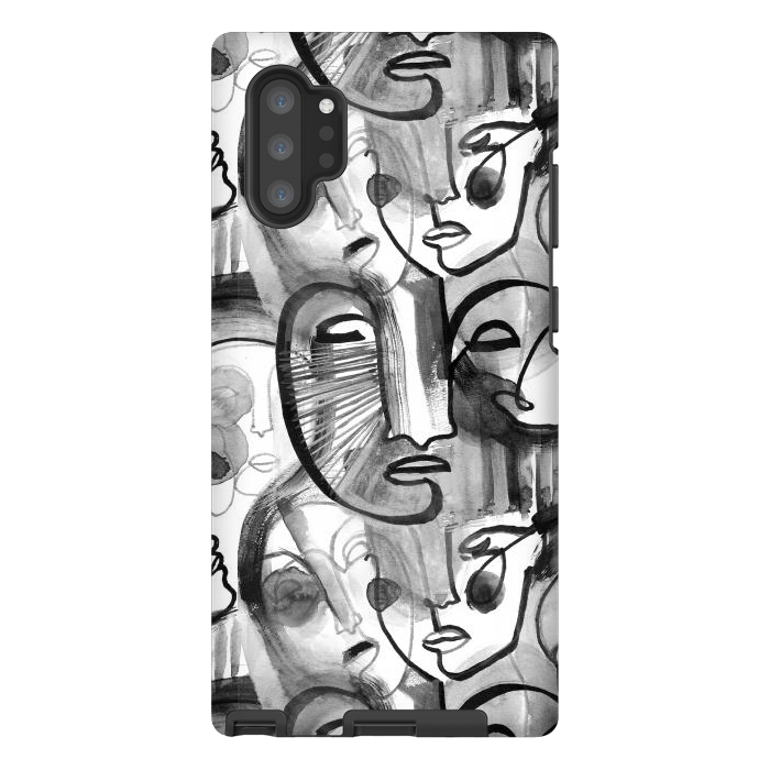 Galaxy Note 10 plus StrongFit Tribal ink line art portaits by Oana 