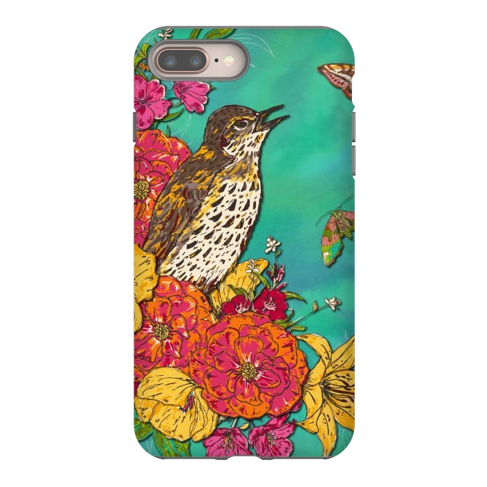 iPhone 7 plus StrongFit Floral Songthrush by Lotti Brown