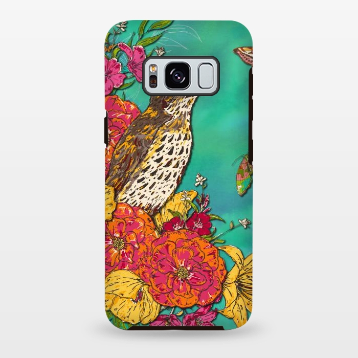 Galaxy S8 plus StrongFit Floral Songthrush by Lotti Brown