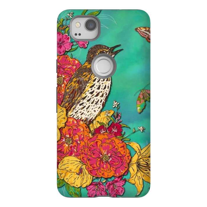Pixel 2 StrongFit Floral Songthrush by Lotti Brown