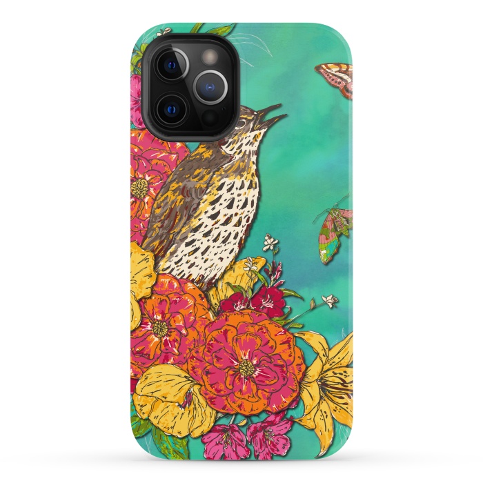 iPhone 12 Pro StrongFit Floral Songthrush by Lotti Brown