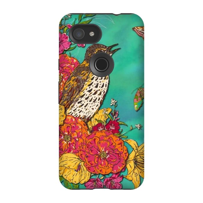 Pixel 3A StrongFit Floral Songthrush by Lotti Brown