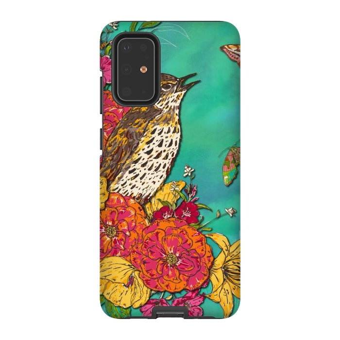 Galaxy S20 Plus StrongFit Floral Songthrush by Lotti Brown