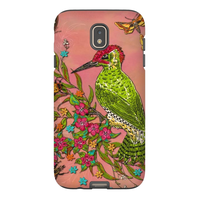 Galaxy J7 StrongFit Floral Woodpecker by Lotti Brown