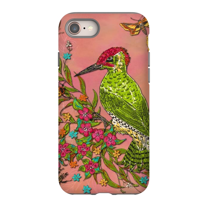iPhone SE StrongFit Floral Woodpecker by Lotti Brown