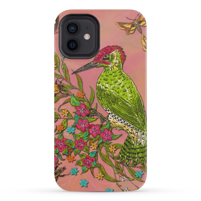 iPhone 12 mini StrongFit Floral Woodpecker by Lotti Brown