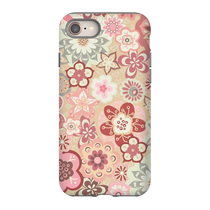 iPhone 8 StrongFit Beautiful Bouquet of Blooms-Beige and Pink by Paula Ohreen