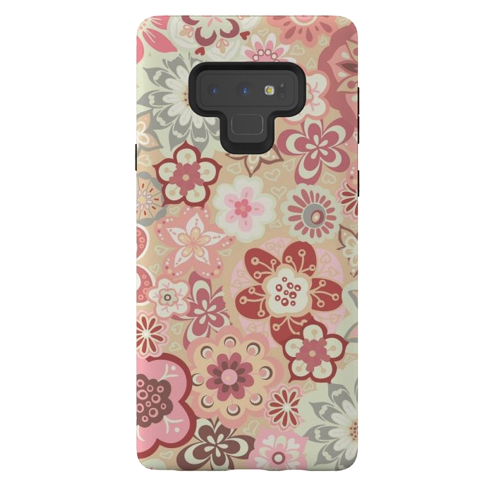 Galaxy Note 9 StrongFit Beautiful Bouquet of Blooms-Beige and Pink by Paula Ohreen