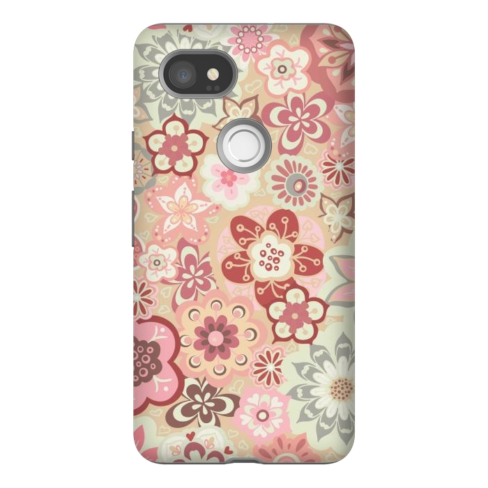 Pixel 2XL StrongFit Beautiful Bouquet of Blooms-Beige and Pink by Paula Ohreen