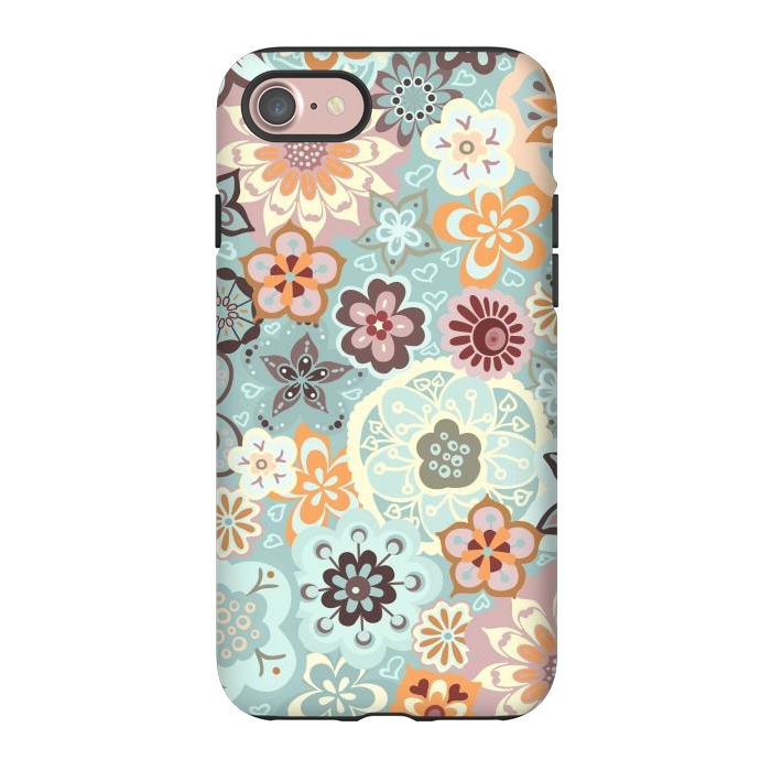 iPhone 7 StrongFit Beautiful Bouquet of Blooms-Blue and Pink by Paula Ohreen