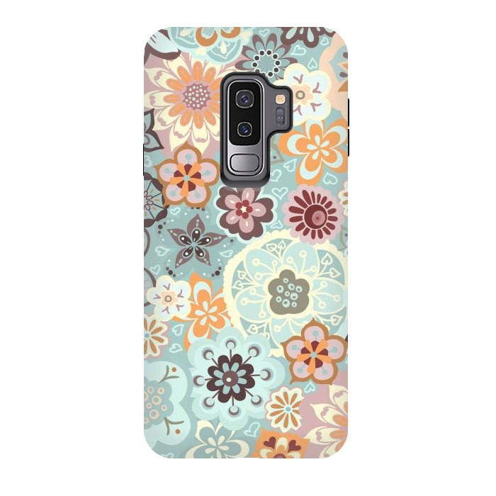 Galaxy S9 plus StrongFit Beautiful Bouquet of Blooms-Blue and Pink by Paula Ohreen