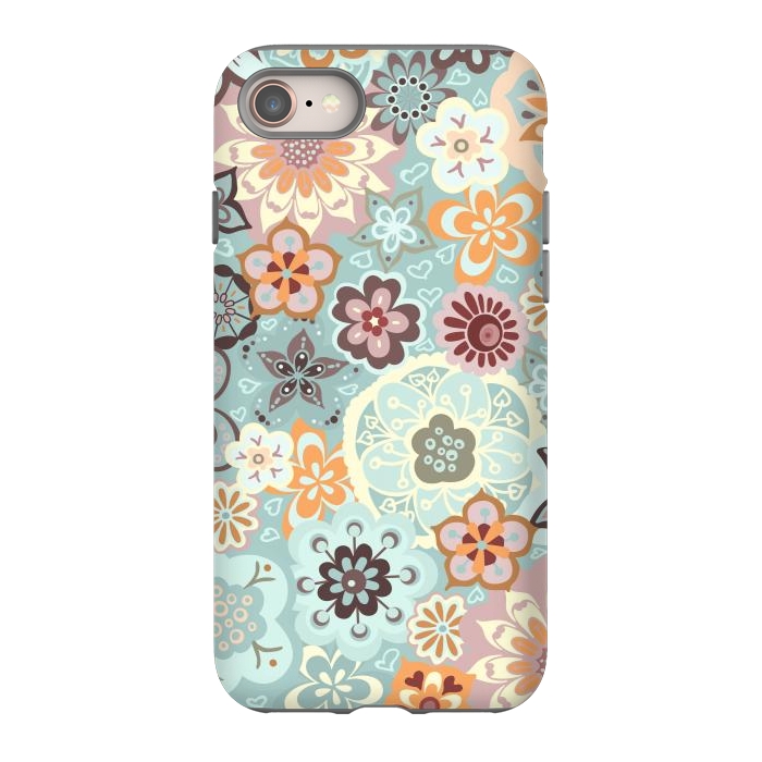 iPhone 8 StrongFit Beautiful Bouquet of Blooms-Blue and Pink by Paula Ohreen