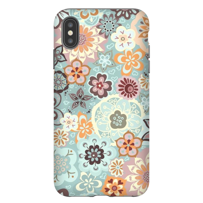 iPhone Xs Max StrongFit Beautiful Bouquet of Blooms-Blue and Pink by Paula Ohreen
