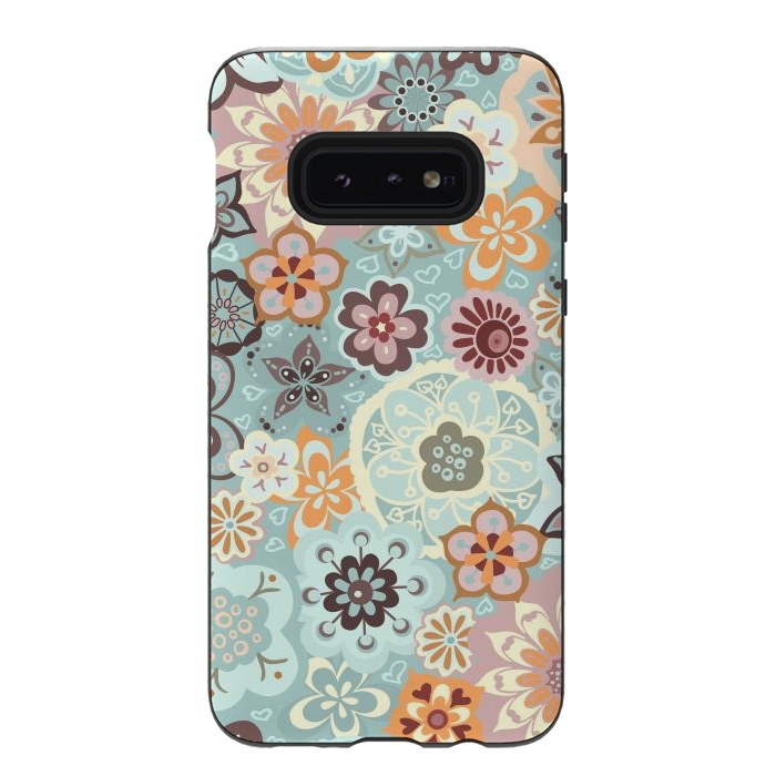 Galaxy S10e StrongFit Beautiful Bouquet of Blooms-Blue and Pink by Paula Ohreen